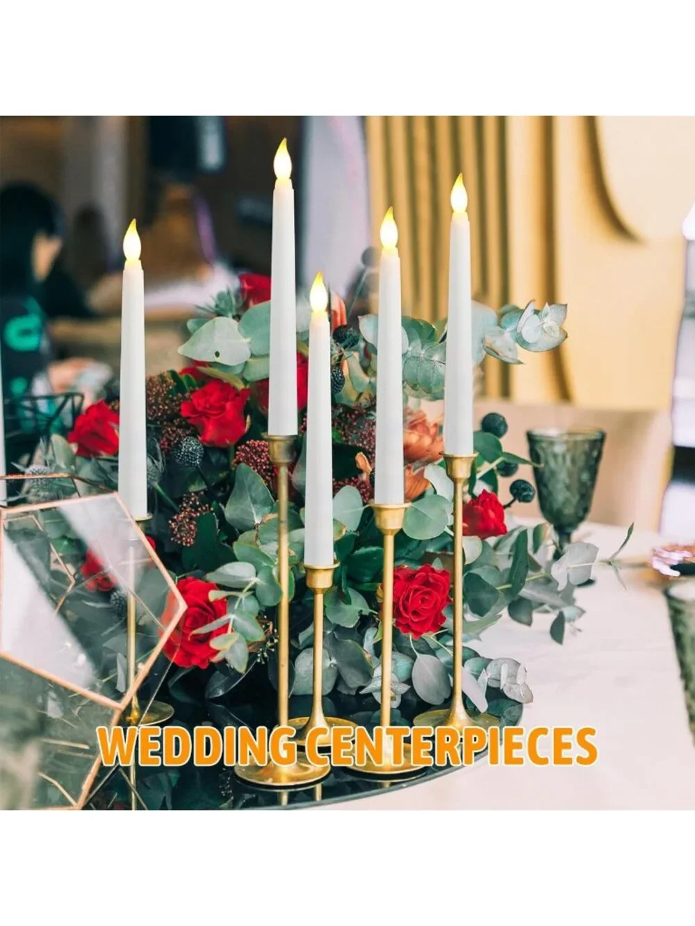 100 Pcs LED Flameless Taper Candles - 8.5 Inch White Bulk Set for Home Decor